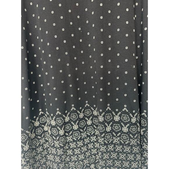 J. Jill Tunic Black Tan Crew‎ Neck Printed Soft Casual Long Sleeve Top Medium - Picture 5 of 12